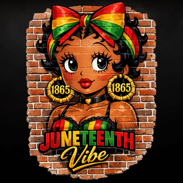 Black Betty Boop Afro PNG Design, Juneteenth PNG Digital Download