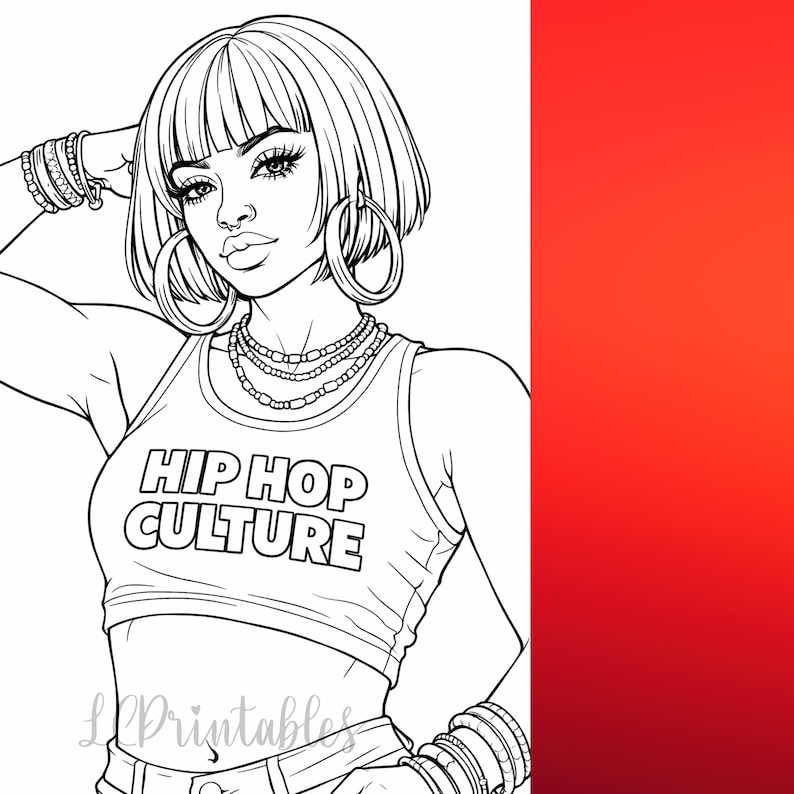 25 Hip Hop Girls Coloring Pages, Urban Street Style Adult Coloring ...