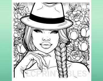 Black Woman Coloring Page Afro Style Black Girl Printable Digital Download