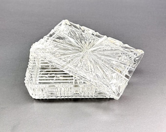 Vintage Mid Century Pressed Glass Cigarette Box with Lid Starburst Trinket Jewelry Box