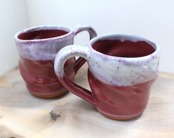 Pair of Twisted Handmade Ceramic Coffee Mugs