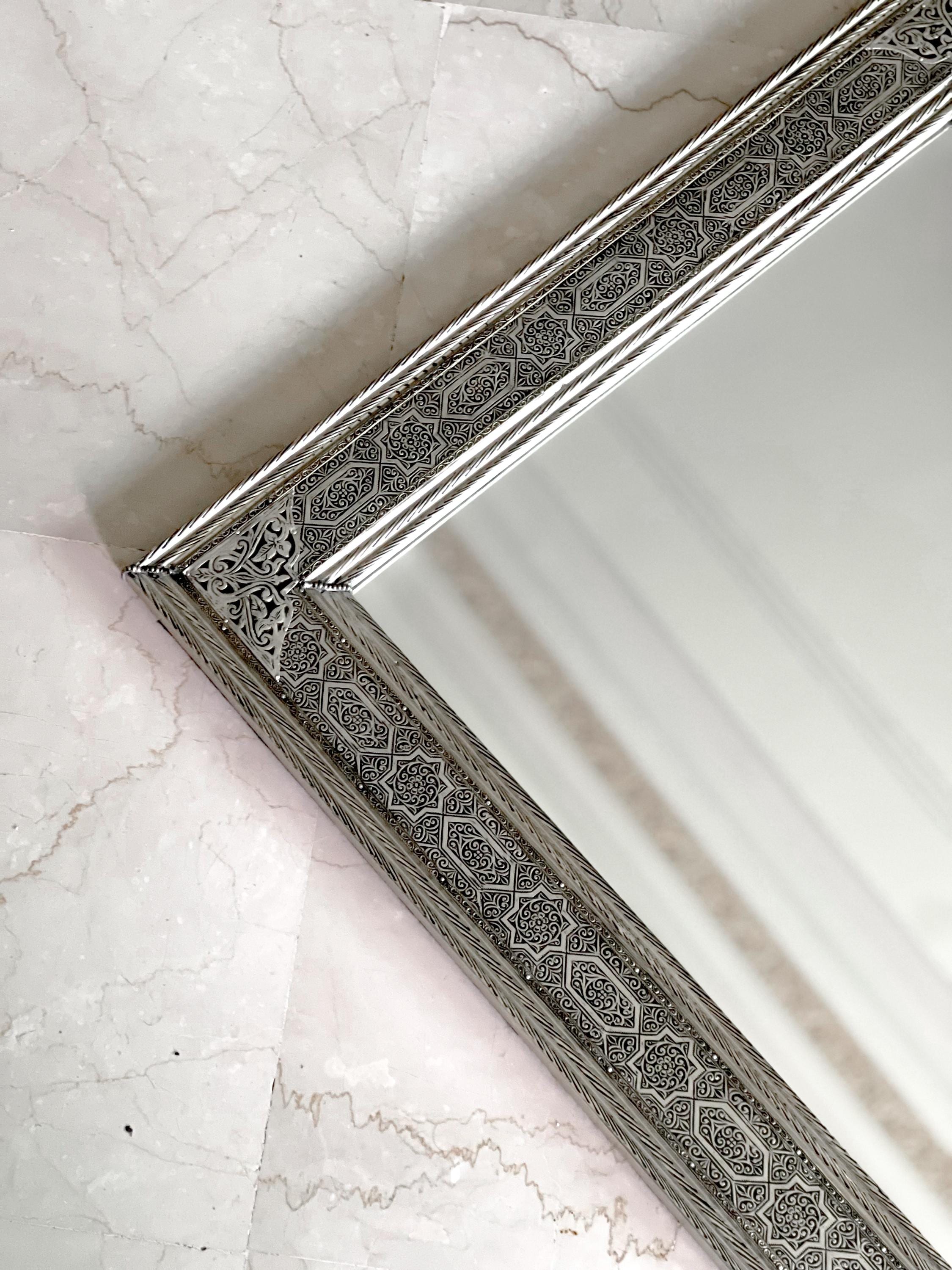 Large Moroccan Wall Mirror – Vintage Full Length Arched Silver Mirror ...