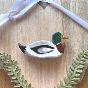 Handmade Clay Mallard Duck Magnet: Fridge Decor, Duck Lover Gift