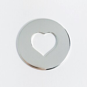 1 in 22 Gauge Heart Center Washer -  Sterling Silver Round Circle Washer Disc Heart Cut Out in Center Jewelry Stamping Supplies
