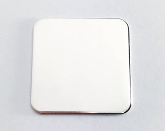 One 1 inch 20 gauge  Rounded Sterling Silver Squares - Great for creating personalized hand stamped jewelry