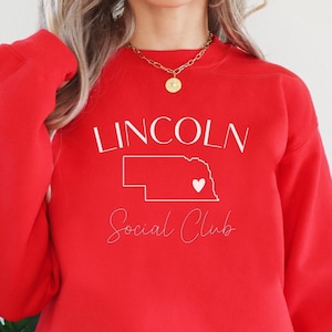 Lincoln Social Club Sweatshirt, Unisex Crewneck, Gift for Lincoln Residents, Lincoln Nebraska, LNK, NE, Trendy