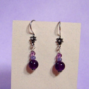 PURPLE STARBURST Amethyst Tanzanite Gemstone Sterling Silver 1 inch Dangle Earrings S319
