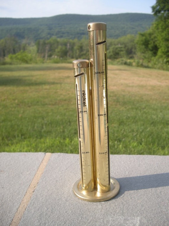 Tall Vintage Brass Metal Coin Bank Collector Sorter Etsy