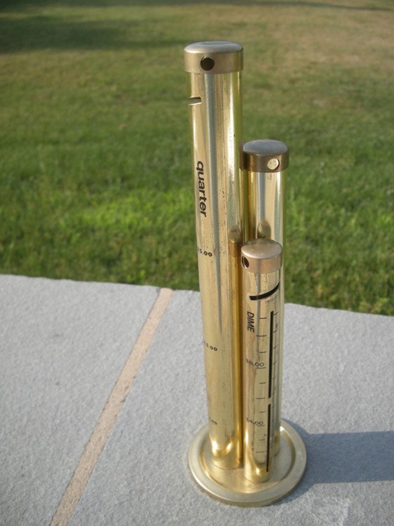 Tall Vintage Brass Metal Coin Bank Collector Sorter Etsy