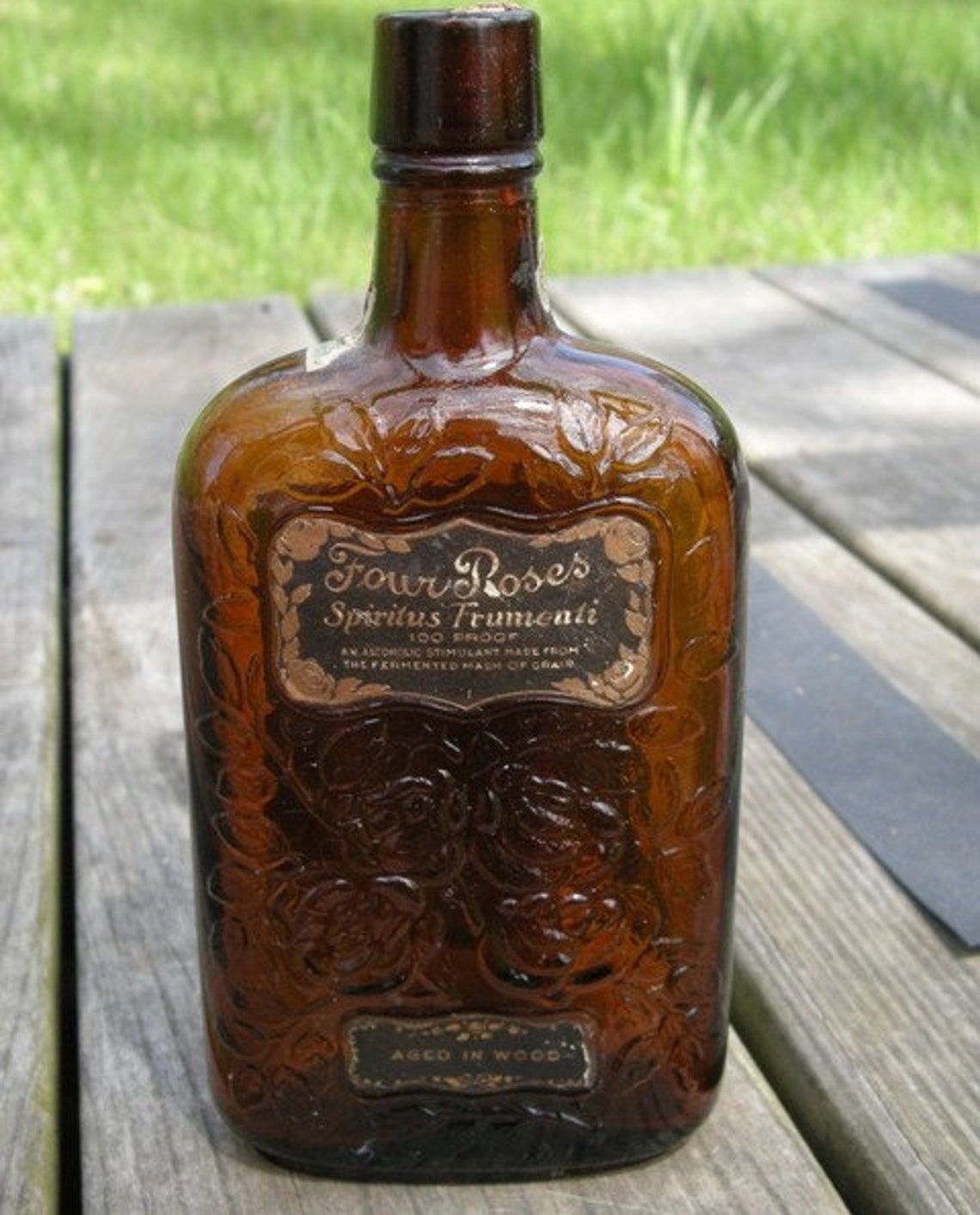 Antique 1914 Brown Whiskey Bottle embossed with 4 roses Etsy