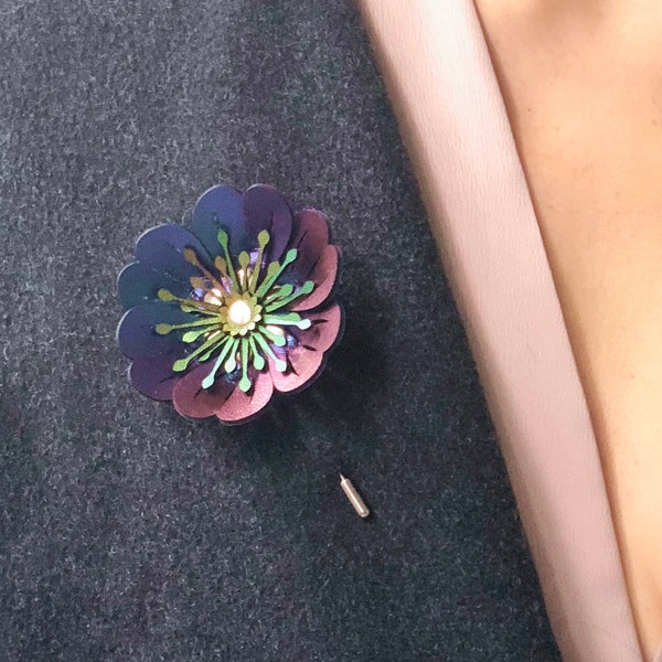 épingle à fleurs, épingle à fleurs, broche à fleurs, broche de fleurs végétalienne, épingle à fleurs en faux cuir | Bijoux en cuir végétalien | Fabriqué aux États-Unis par Mohop