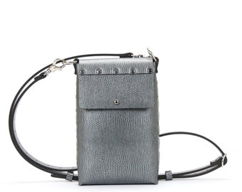 Pewter Mobile Bag | Dark Silver Cell Phone and Travel Bag | Vegan Bag | Made in USA by Mohop