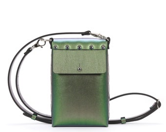 Emerald Mobile Bag | Emerald Green Iridescent Cell Phone and Travel Bag | Vegan Handbag | Made in USA by Mohop
