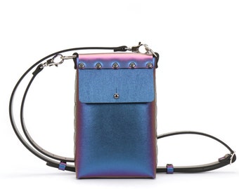 Peacock Mobile Bag | Cobalt Iridescent Cell Phone and Travel Bag | Vegan | Made in USA by Mohop