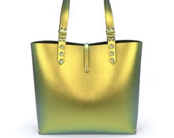 Scarab Iridescent Tote Bag | Gold to Green Tote | Vegan Tote Bag | Made in USA by Mohop