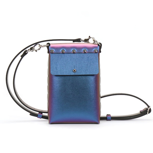 Peacock Mobile Bag | Cobalt Iridescent Cell Phone and Travel Bag | Vegan | Made in USA by Mohop