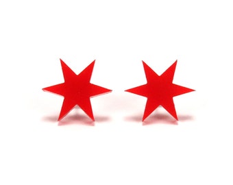 Chicago Star Earrings | Red Star Earrings | Red Acrylic Earrings | Made in USA by Mohop