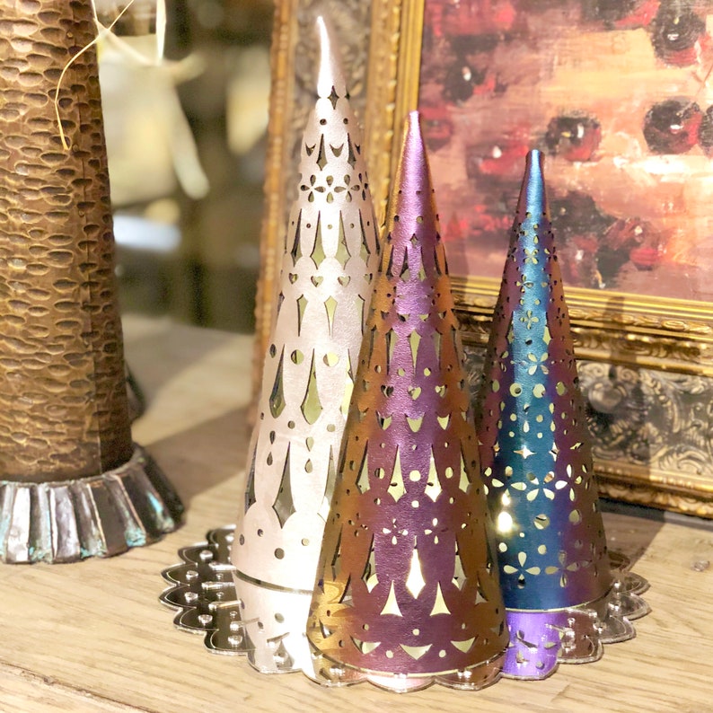 Holiday Tree Light Decorations Christmas Luminaria Silver Etsy