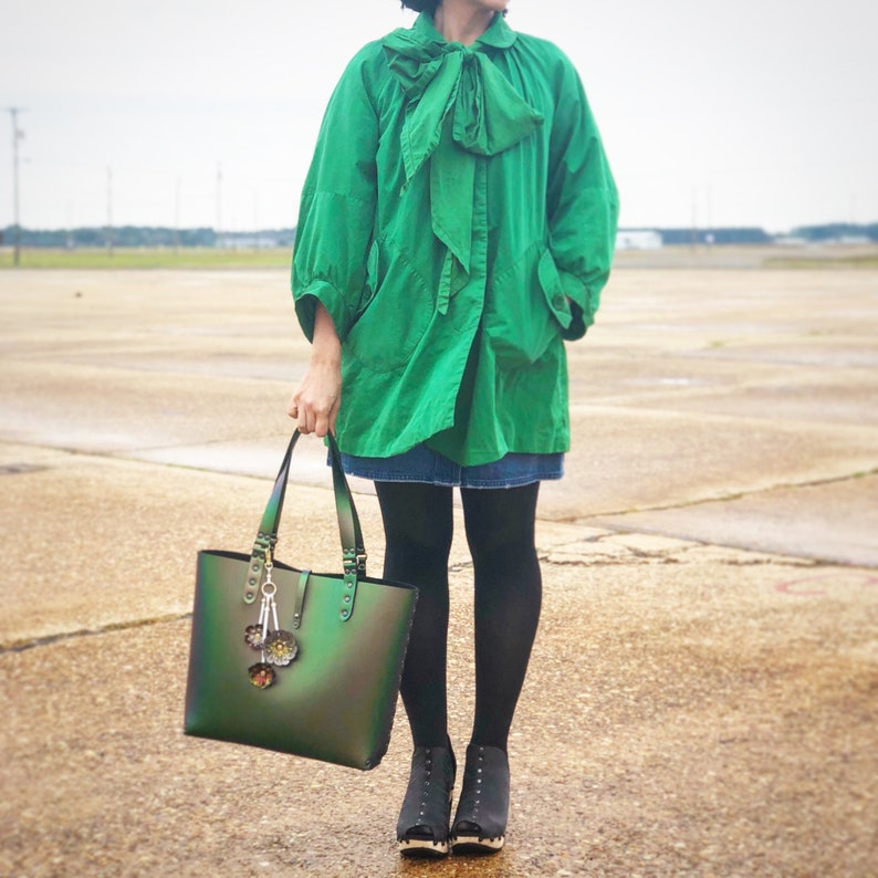 Emerald Tote Bag Emerald Green Iridescent Tote Vegan Tote - Etsy