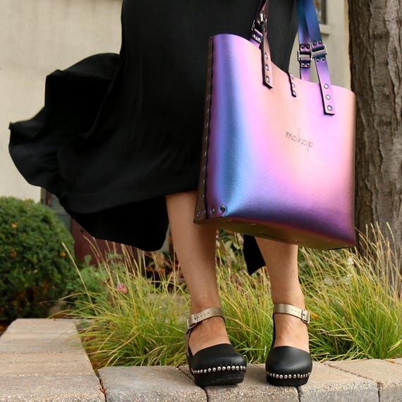 Black Chinchilla Tote Bag / Negro Vegan Cuero Bolso / Hecho en - Etsy