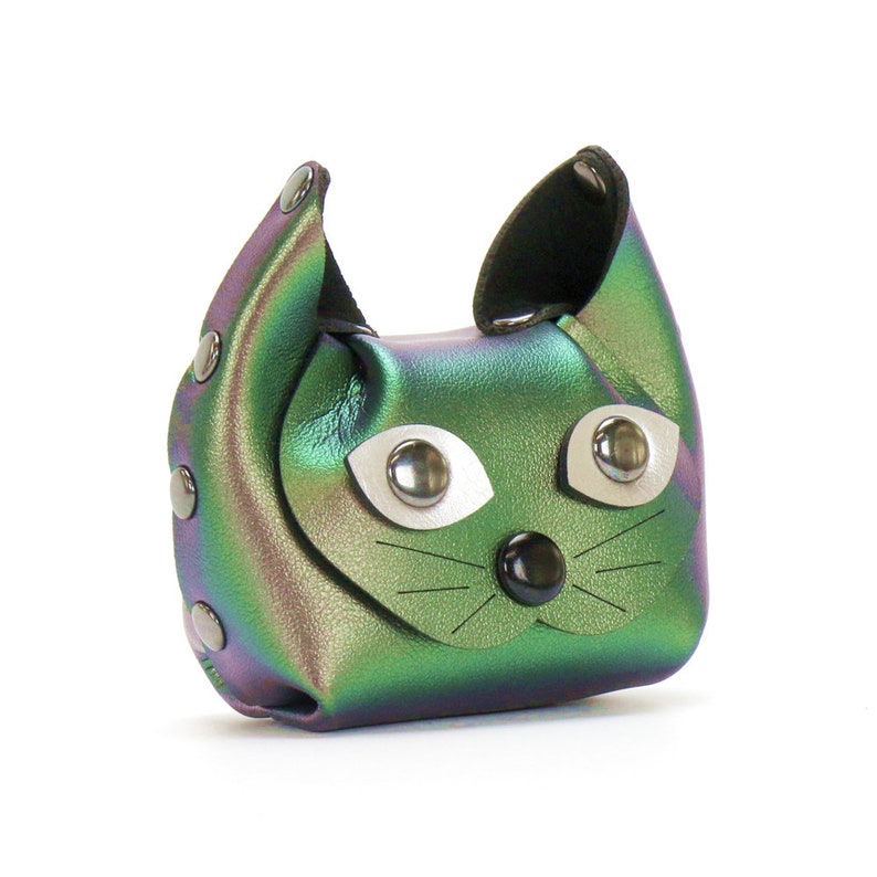 Katzen Geldbörse Ohrstecker etui Vegane Leder Katzen Geldbörse und Ohrstecker etuis Vegane Made in USA by Mohop Emerald