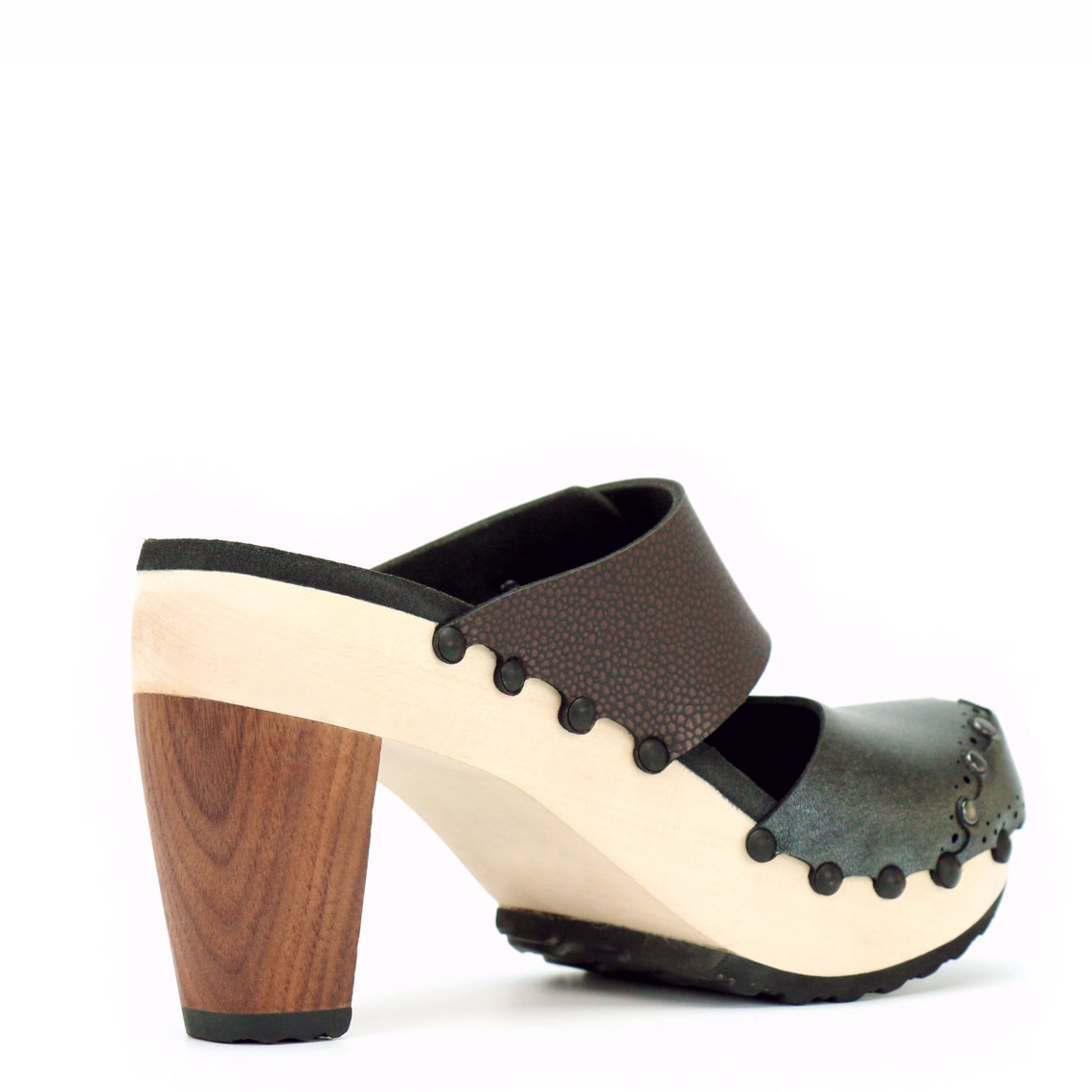 Zuecos de tacón alto de tacón alto de Slate Espresso mulas de Etsy
