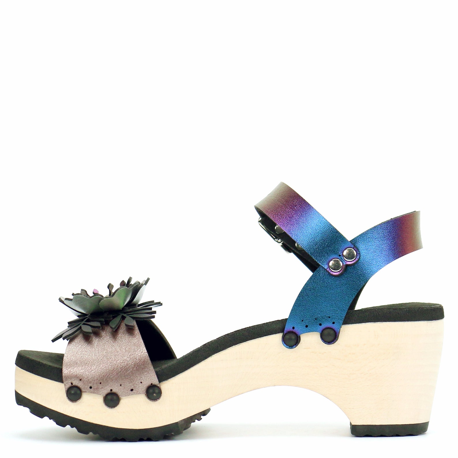 Peacock Mid Ankle Clogs Blue Iridescent Ankle Strap and Etsy