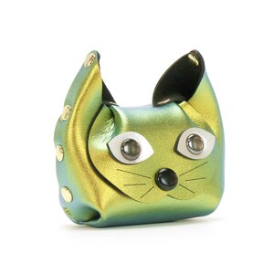 Cat Coin Purse Étui Earbud Sacs à main et étuis découteurs en cuir végétalien pour chat Végétalien Fabriqué aux États-Unis par Mohop Scarab