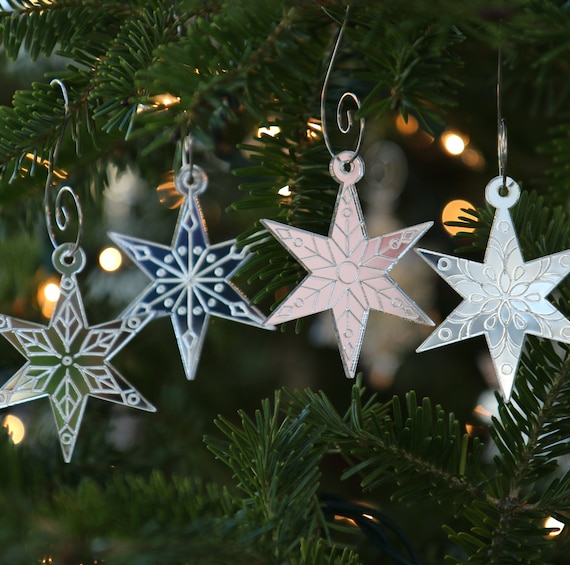 Mini Star Snowflake Ornaments, Set of 4 Christmas Ornaments