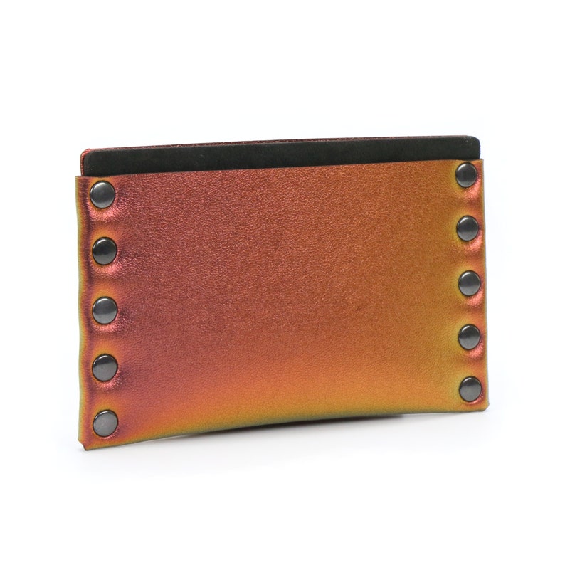 Ruby Thin Wallet Ruby Red Iridescent Thin Wallet Card Holder Mens Wallet Slim Wallet Vegan Leather Wallet Made in USA by Mohop image 4