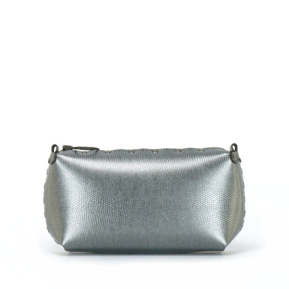 Pewter Mini Bag, Free Personalization, Vegan Silver Leather Pewter Mini Bag, Free Personalization, Vegan Silver Leather