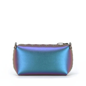 Peacock Mini Bag, Free Personalization, Vegan Cobalt Iridescent Leather Pouch, Small Zipper Top Purse, Clutch, Make Up Bag, Designer Handbag