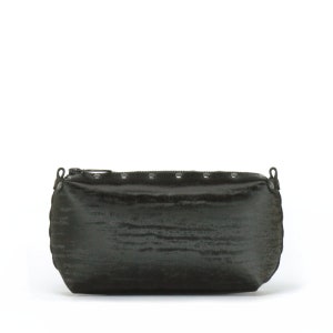 Onyx Mini Bag, Free Personalization, Vegan Black Leather Pouch, Small Zipper Top Purse, Clutch, Make Up Bag, Designer Handbag, Made in USA