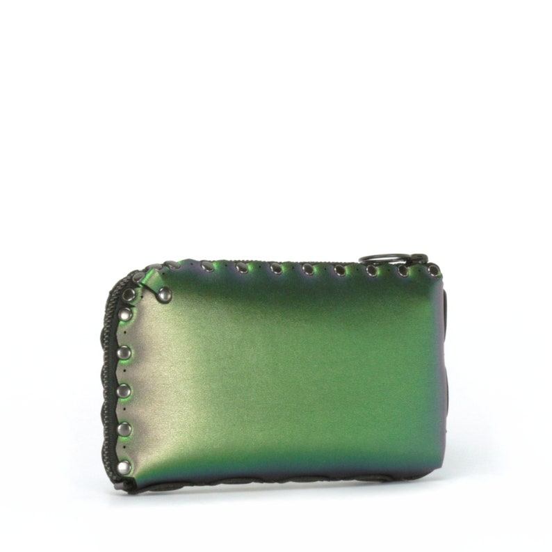 Zippered Wallet Crossbody Bag Emerald Wallet Bag Green Iridescent Bag Organizer Free Personalization Vegan Leather Large Wallet Bag