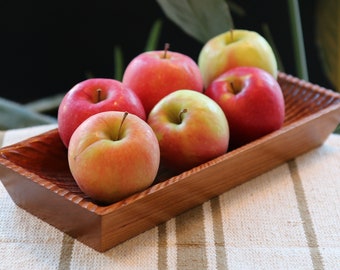 Carved Cherry Wood Bowl, Modern Cherry Wood Bowl, Wood Serving Dish, Wooden Fruit Bowl, Centerpiece, Carved Bowl