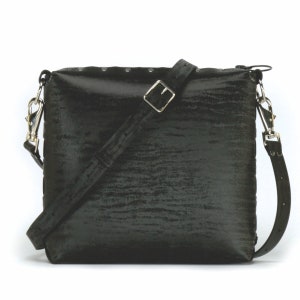 Onyx Medium Crossbody Bag, Personalized Handbag, Vegan Leather, Zipper Top Purse, Shoulder Bag, Designer Handbag, Customizable, Made in USA