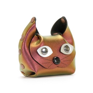 Cat Coin Purse Étui Earbud Sacs à main et étuis découteurs en cuir végétalien pour chat Végétalien Fabriqué aux États-Unis par Mohop Ruby