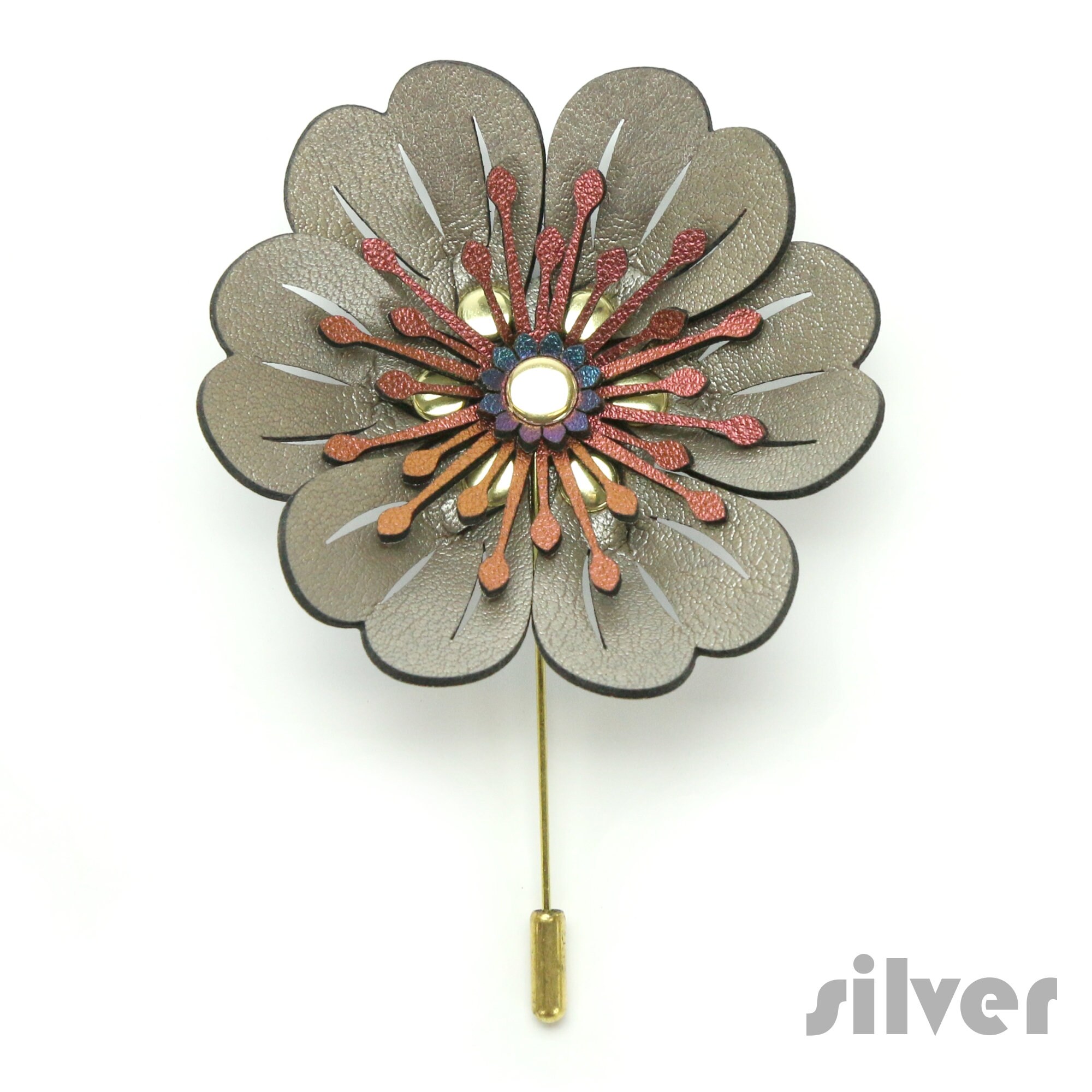 Flower Pin, Flower Stick Pin, Flower Brooch, Vegan Flower Brooch, Faux ...