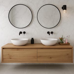 Schwimmende Eiche Badezimmer Eitelkeit, Soft-Close Schubladen, an der Wand montiert