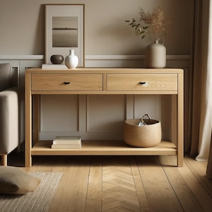 Solid oak console, oak console, oak dressing table in loft style, oak furniture, handmade, Eichenkonsole, Eichenfrisur, Massive Eiche