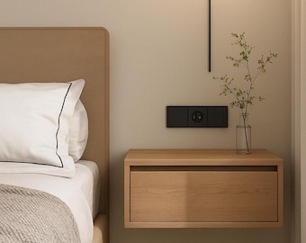 Oak hanging bedside table, solid oak nightstand, night stand, Hängender Nachttisch aus Eiche, Nachttisch aus massiver Eiche, Nachttisch