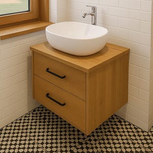 Oak bathroom cabinet, hanging bathroom cabinet, oak cabinet, Badezimmerschrank aus Eiche, hängender Badezimmerschrank, Eichenschrank,