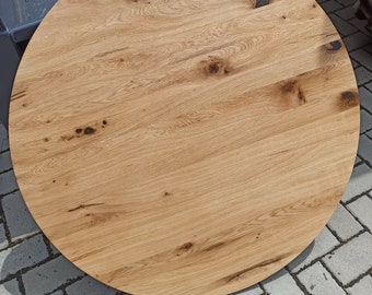 無垢オーク材の丸テーブルトップ、無垢の素朴なオーク材の丸テーブルトップ、オーク材のテーブルトップ、天然オーク材、無垢オーク材、特注のテーブルトップ、Eichenarbeitsplatte