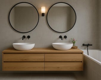 Oak bathroom cabinet, hanging bathroom cabinet, oak cabinet, Badezimmerschrank aus Eiche, hängender Badezimmerschrank, Eichenschrank,