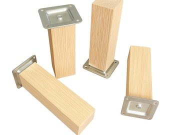 Solid Oak Furniture Leg 4x4 cm | Custom Height & Color | Wood Table Leg | Mounting Kit Included | Möbelbein aus massiver Eiche 4x4 cm