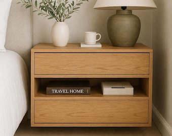 Oak hanging bedside table, solid oak nightstand, night stand, Hängender Nachttisch aus Eiche, Nachttisch aus massiver Eiche, Nachttisch