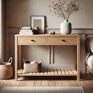 Solid oak console, oak console, oak dressing table in loft style, oak furniture, handmade, Eichenkonsole, Eichenfrisur, Massive Eiche