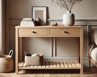 Massief eiken console, eiken console, eiken kaptafel in loft-stijl, eiken meubelen, handgemaakt, Eichenkonsole, Eichenfrisur, Massive Eiche