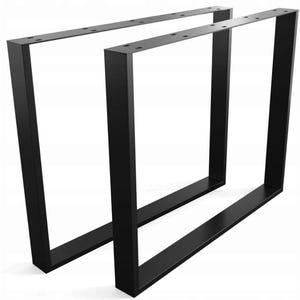 Peut inclure: Deux pieds de table en métal noir, chacun avec un cadre carré. Les pieds sont en métal robuste et ont un design simple et moderne.
