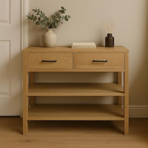 Solid oak console, oak console, oak dressing table in loft style, oak furniture, handmade, Eichenkonsole, Eichenfrisur, Massive Eiche